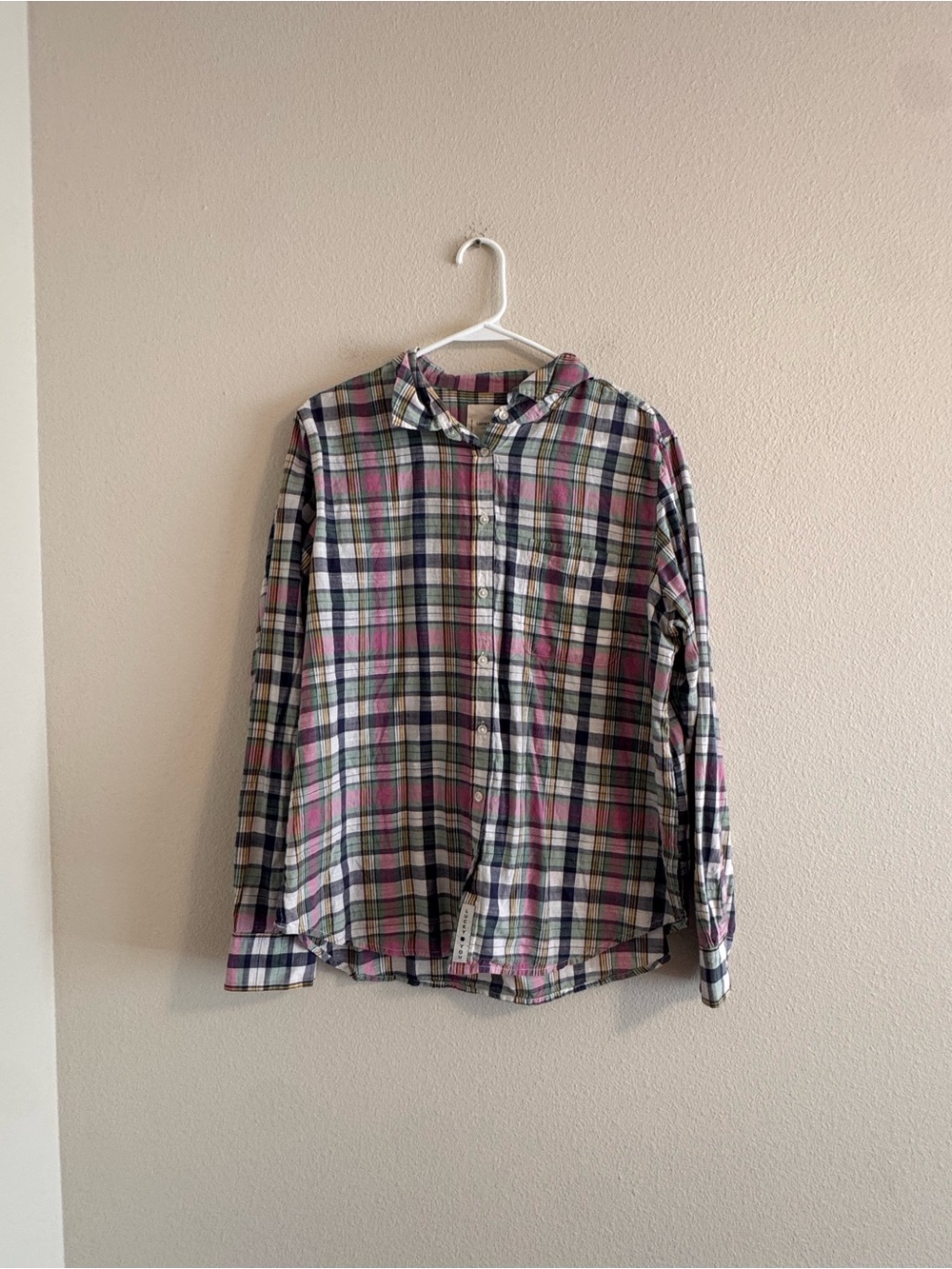Lucky Brand Men's Plaid Button-Down Shirt in Pink, Green and Navy